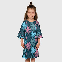 Платье клеш для девочки Паттерн - пальмы, цвет: 3D-принт — фото 2
