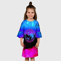 Платье клеш для девочки Ведьмак неоновый медальён, цвет: 3D-принт — фото 2