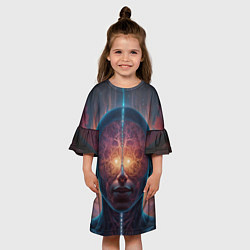 Платье клеш для девочки Голова и розовые фракталы абстракция, цвет: 3D-принт — фото 2