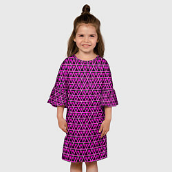 Платье клеш для девочки Розовые и чёрные треугольники, цвет: 3D-принт — фото 2