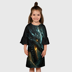 Платье клеш для девочки Древний дракон символ 2024, цвет: 3D-принт — фото 2