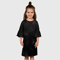 Платье клеш для девочки Ветка елки с шишками на черном фоне, цвет: 3D-принт — фото 2