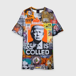 Платье клеш для девочки Donald Trump - american сollage, цвет: 3D-принт