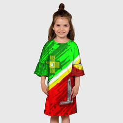 Платье клеш для девочки Флаг Зеленограадского АО, цвет: 3D-принт — фото 2