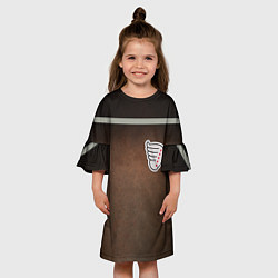 Платье клеш для девочки Куртка Турбо из Слово пацана с кленовым листом, цвет: 3D-принт — фото 2