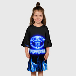 Платье клеш для девочки Toyota neon fire, цвет: 3D-принт — фото 2
