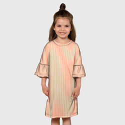 Платье клеш для девочки Бледный персиковый вертикальные полосы, цвет: 3D-принт — фото 2