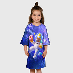 Платье клеш для девочки Homer Simpson is a brave astronaut, цвет: 3D-принт — фото 2