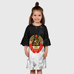 Платье клеш для девочки СССР черно белая геометрия, цвет: 3D-принт — фото 2