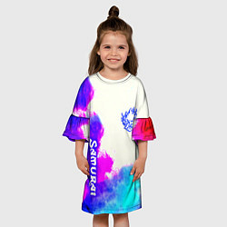 Платье клеш для девочки Samurai neon colors, цвет: 3D-принт — фото 2