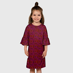 Платье клеш для девочки Витражный паттерн оттенков красного, цвет: 3D-принт — фото 2