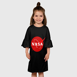 Платье клеш для девочки NASA redlogo space usa, цвет: 3D-принт — фото 2