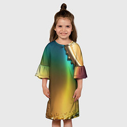 Платье клеш для девочки Радужный градиент с накидкой, цвет: 3D-принт — фото 2