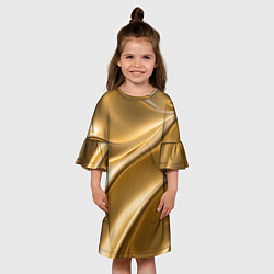 Платье клеш для девочки Золотые изгибы атласа - барханы, цвет: 3D-принт — фото 2