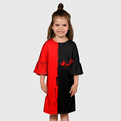 Платье клеш для девочки Алиса рок группа краски альбом, цвет: 3D-принт — фото 2