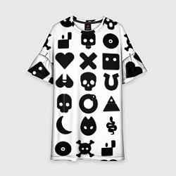 Платье клеш для девочки Love death robots pattern white, цвет: 3D-принт