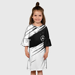 Платье клеш для девочки Mercedes benz краски чернобелая геометрия, цвет: 3D-принт — фото 2
