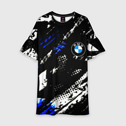 Платье клеш для девочки BMW stripes color auto sport, цвет: 3D-принт