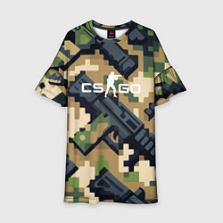 Платье клеш для девочки Counter Strike - pixel military pattern, цвет: 3D-принт