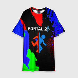 Платье клеш для девочки Portal 2 краски сочные текстура, цвет: 3D-принт