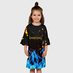 Платье клеш для девочки Evanescence огонь рок группа, цвет: 3D-принт — фото 2