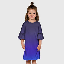 Платье клеш для девочки Градиент тёмно фиолетовый синий, цвет: 3D-принт — фото 2