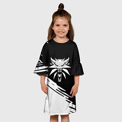 Платье клеш для девочки Ведьмак лого белое линии, цвет: 3D-принт — фото 2
