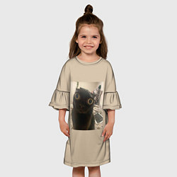 Платье клеш для девочки Котик из мема, цвет: 3D-принт — фото 2