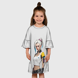 Платье клеш для девочки Девушка в белом топе Cyberpunk 2077, цвет: 3D-принт — фото 2