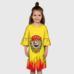 Платье клеш для девочки СССР огонь герб, цвет: 3D-принт — фото 2