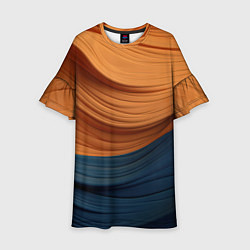 Платье клеш для девочки Оранжевая и синяя абстракция, цвет: 3D-принт