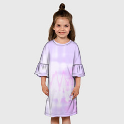 Платье клеш для девочки Нежная светло-сиреневая абстракция тай-дай, цвет: 3D-принт — фото 2