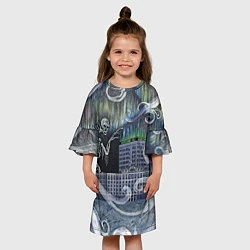 Платье клеш для девочки Черная пурга, цвет: 3D-принт — фото 2