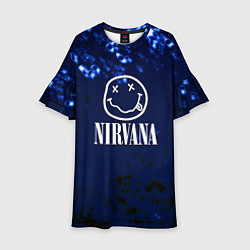 Платье клеш для девочки Nirvana рок краски, цвет: 3D-принт