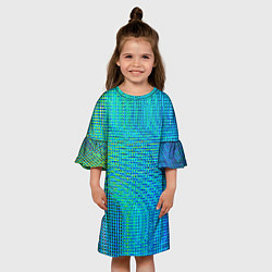 Платье клеш для девочки Синусоидные волны из квадратиков, цвет: 3D-принт — фото 2