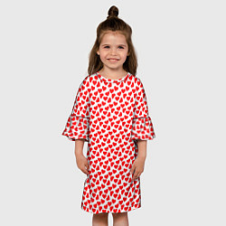 Платье клеш для девочки Маленькие красные сердечки, цвет: 3D-принт — фото 2