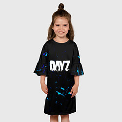 Платье клеш для девочки Dayz текстура краски голубые, цвет: 3D-принт — фото 2