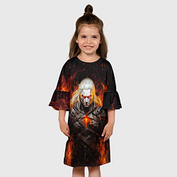 Платье клеш для девочки Ведьмак и пламя, цвет: 3D-принт — фото 2