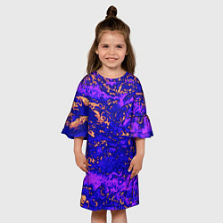 Платье клеш для девочки Абстракция золото и фиолетовый, цвет: 3D-принт — фото 2