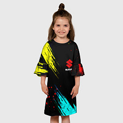 Платье клеш для девочки Suzuki краски абстрактные, цвет: 3D-принт — фото 2