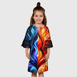 Платье клеш для девочки Два огня, цвет: 3D-принт — фото 2