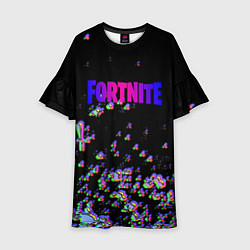 Платье клеш для девочки Fortnite game glitch, цвет: 3D-принт