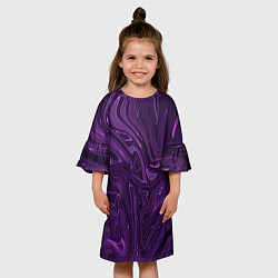 Платье клеш для девочки Абстакция на темно фиолетовом, цвет: 3D-принт — фото 2