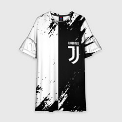 Платье клеш для девочки Juventus краски чёрнобелые, цвет: 3D-принт