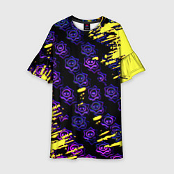 Платье клеш для девочки Brawl stars neon mobile, цвет: 3D-принт