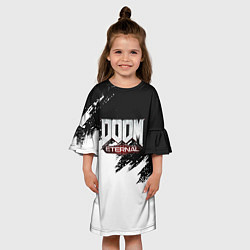 Платье клеш для девочки Doom eternal белые краски, цвет: 3D-принт — фото 2