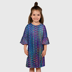 Платье клеш для девочки Большой волнистый зигзаг разноцветный, цвет: 3D-принт — фото 2