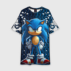 Платье клеш для девочки Sonic - splash and logo, цвет: 3D-принт