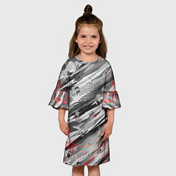 Платье клеш для девочки Серые узоры, цвет: 3D-принт — фото 2
