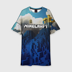 Платье клеш для девочки Minecraft лого и горы, цвет: 3D-принт